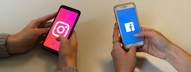 Instagram und Facebook App auf zwei Handys